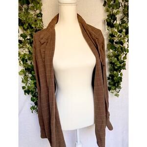 Croft and Barrow Brown Plaid 100% Cotton Button up Flannel Women's size XL